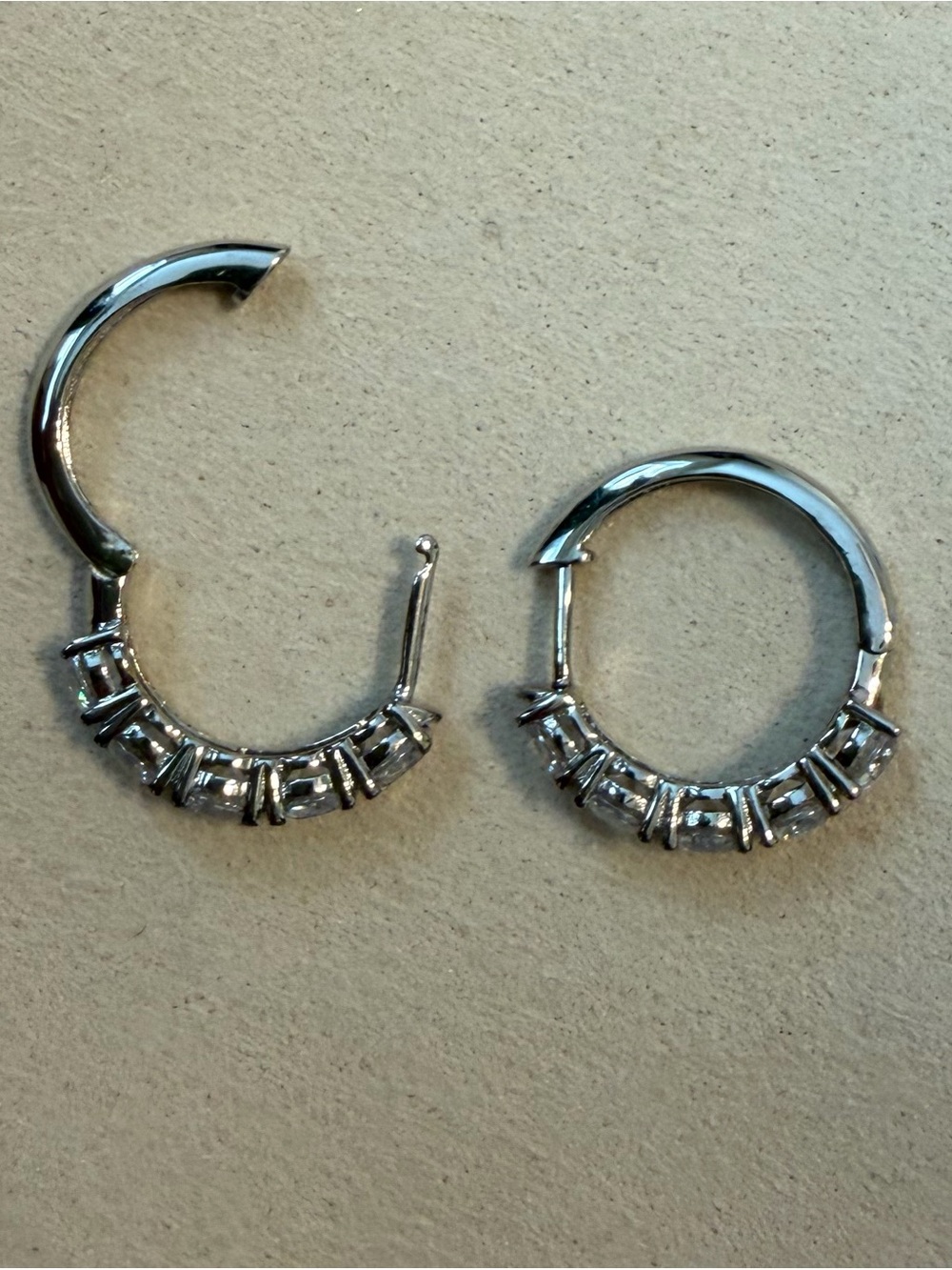 Sterling Silver Cubic Zirconia Hoop Earrings - Silver